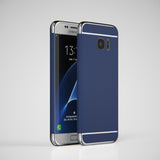 3in1 Samsung Galaxy S7 EDGE Schwarze Hülle mit silbernen Bügeln