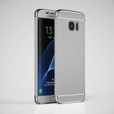 3in1 Samsung Galaxy S7 EDGE Schwarze Hülle mit silbernen Bügeln